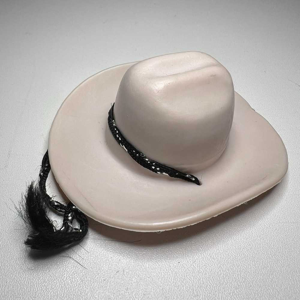 Vintage Barbie White Cowgirl Hat Cowboy Winking 80s Superstar with Strap